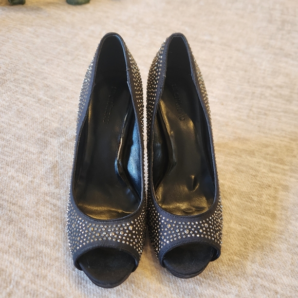 Rhinestone Black and Silver Le Chateau Heels Pumps Stilettos - Picture 2 of 5